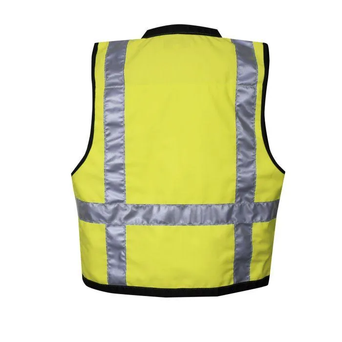 Hi-Vis Heavy Duty Safety Survey Vest - 2 in. Silver Reflective Trim. Inside Tablet Pocket. Survey Pocket. Type R Class 2 - National Safety Apparel