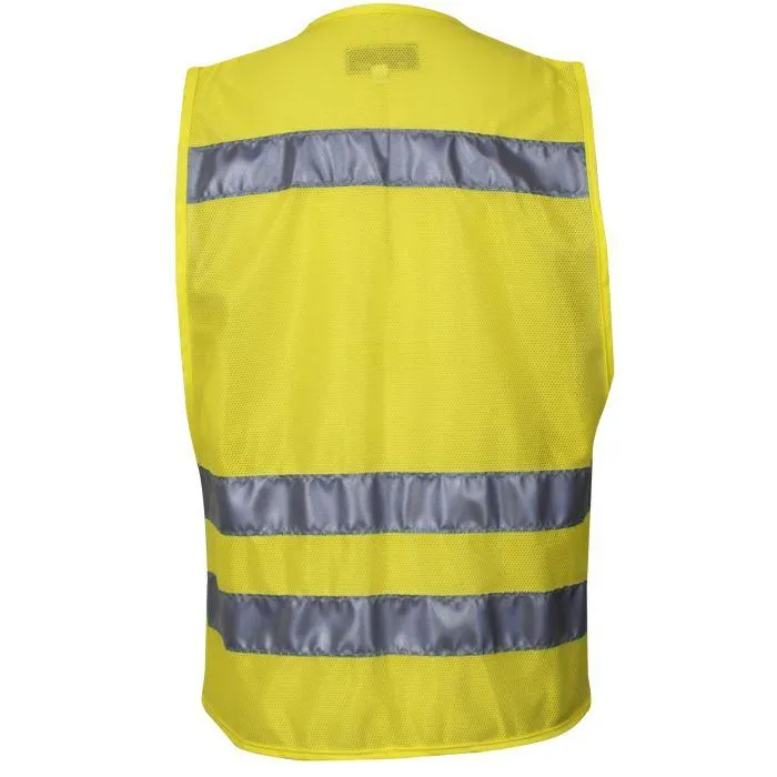 Hi-Vis Mesh Road Safety Vest - Silver Reflective Trim. 4 Various Size Pockets. Type R Class 2