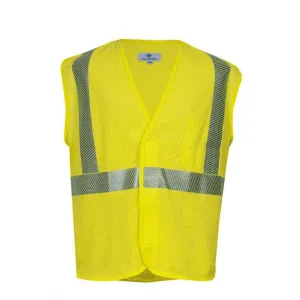 Hi-Vis Mesh Safety Vest - Fire (FR) and Arc Flash Resistant. Silver Segmented Reflective Trim.  Chest Pocket. Type R Class 2 - National Safety Apparel