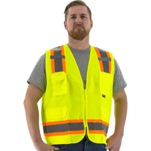 Hi Vis Surveyor's Vests - ANSI 2. Type R. DOT Striping. Zipper