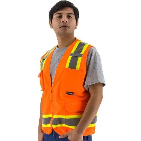 Hi Vis Surveyor's Vests - Mesh Back. ID Holder. ANSI 2. Type R. DOT Striping. Zipper