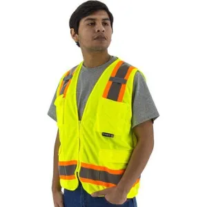Hi Vis Surveyor's Vests - Mesh Back. ID Holder. ANSI 2. Type R. DOT Striping. Zipper