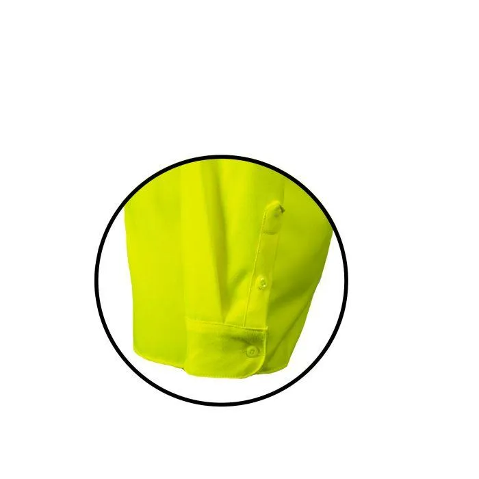 Hi-Vis Utility Work Shirt - Fire (FR) and Arc Flash Resistant. Pockets. 2 in. Silver Segmented Reflective Trim. Type R Class 3 - National Safety Apparel