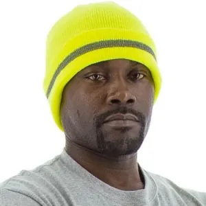 High Visibility Beanie with Reflective Striping - Majestic