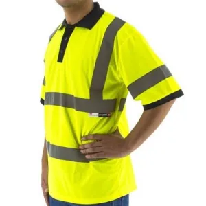 High Visibility Birdseye Mesh Short Sleeve Polo Shirt - ANSI 3. Reflective Striping