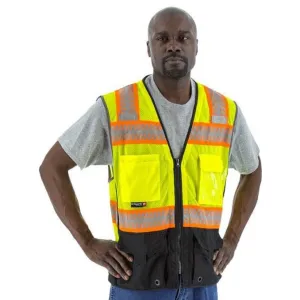 High Visibility Mesh Safety Vest - ANSI 2. DOT Reflective Chainsaw Striping. Zipper Close