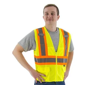 High Visibility Mesh Safety Vest - ANSI 2. DOT Striping. Zipper Close