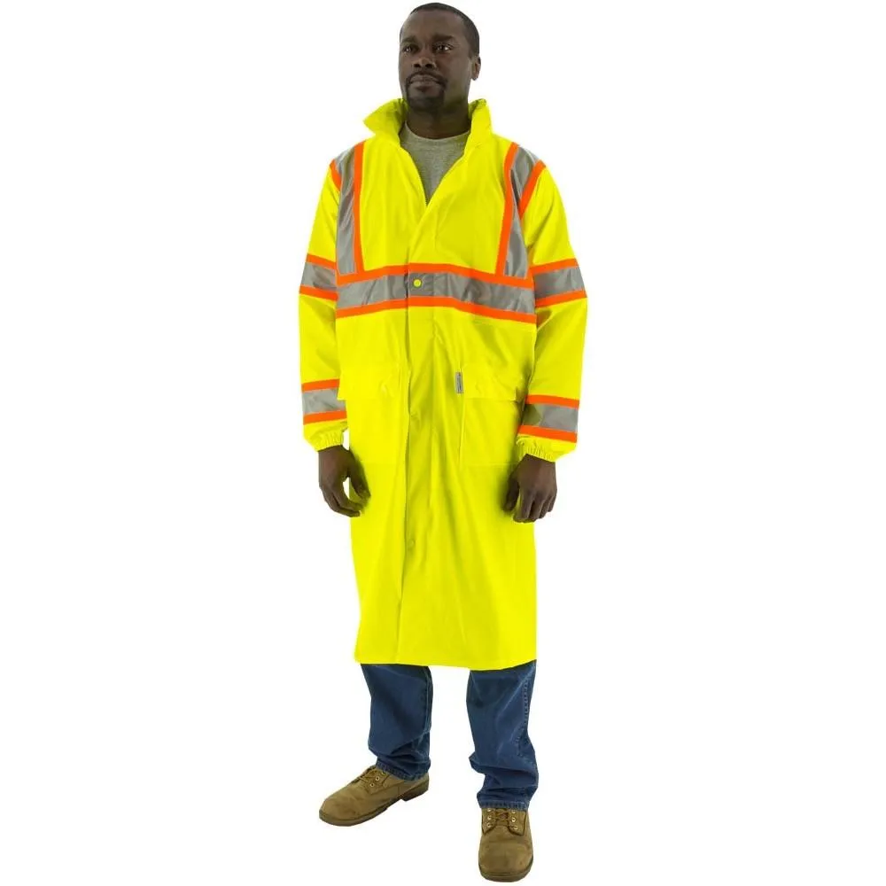 High Visibility Waterproof Rain Jacket - ANSI 3. DOT Striping - Majestic
