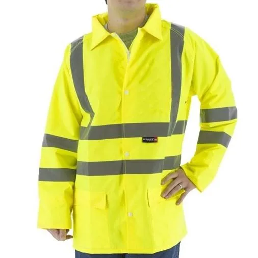 High Visibility Waterproof Rain Jacket with Reflective Striping - Majestic