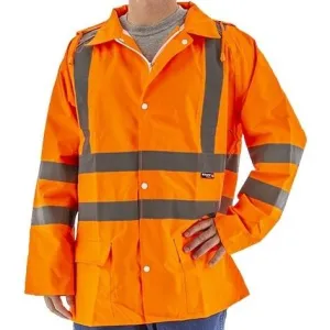 High Visibility Waterproof Rain Jacket with Reflective Striping - Majestic