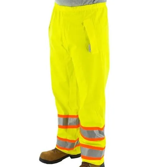 High Visibility Waterproof Rain Pants - ANSI E. DOT Striping - Majestic
