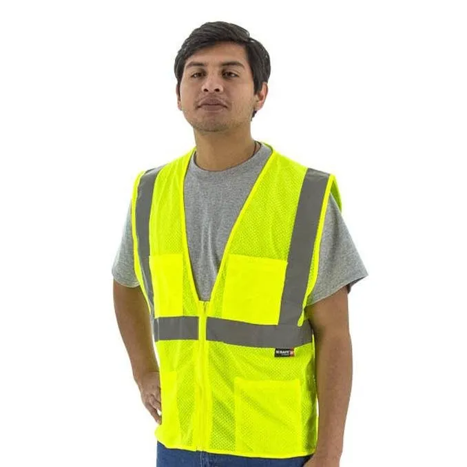 High Visibility Yellow Mesh Safety Vest - ANSI 2. Zipper Close