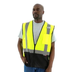 High Visibility Yellow Mesh Safety Vest with Black Bottom - ANSI 2. Zipper Close
