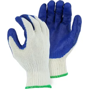 Latex Palm Dip on String Knit Liner Glove - Blue Latex (PK 12 Pairs) - Majestic