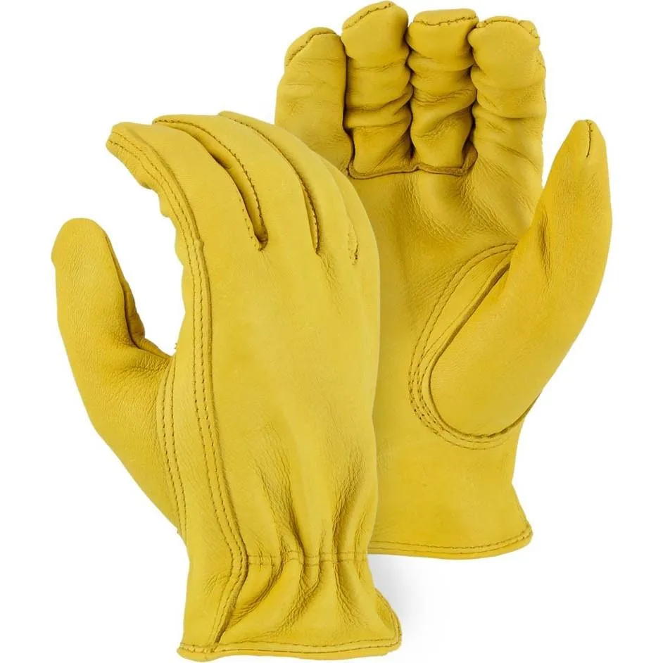 Leather Drivers Glove - A-Grade Deerskin. Keystone Thumb. Shirred Back. Majestic (PK 12 Pairs)