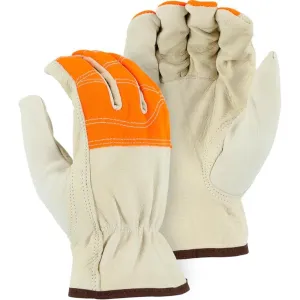 Leather Drivers Glove - A-Grade Goatskin. Keystone Thumb. High Visibility Fingers. Majestic (PK 12 Pairs)