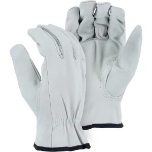 Leather Drivers Glove - A-Grade Goatskin. Keystone Thumb. Shirred Back. Bias Tape Hem. Majestic (PK 12 Pairs)
