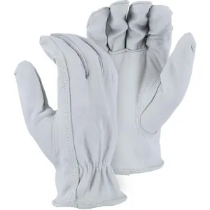 Leather Drivers Glove - A-Grade Goatskin. Keystone Thumb. Shirred Back. Rolled Leather Hem. Majestic (PK 12 Pairs)