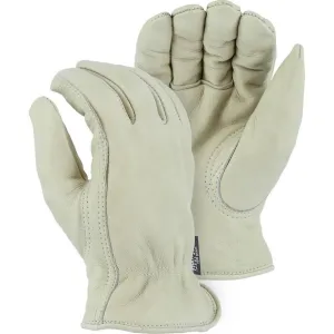 Leather Drivers Glove - A-Grade Premium Grain Cowhide. Winter Lined. Keystone Thumb. Shirred Back. Majestic (PK 12 Pairs)