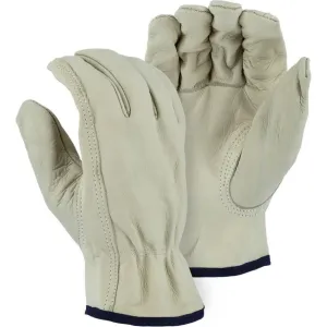 Leather Drivers Glove - B-Grade Cowhide. Gunn Cut. Keystone Thumb. Shirred Back. Majestic (PK 12 Pairs)