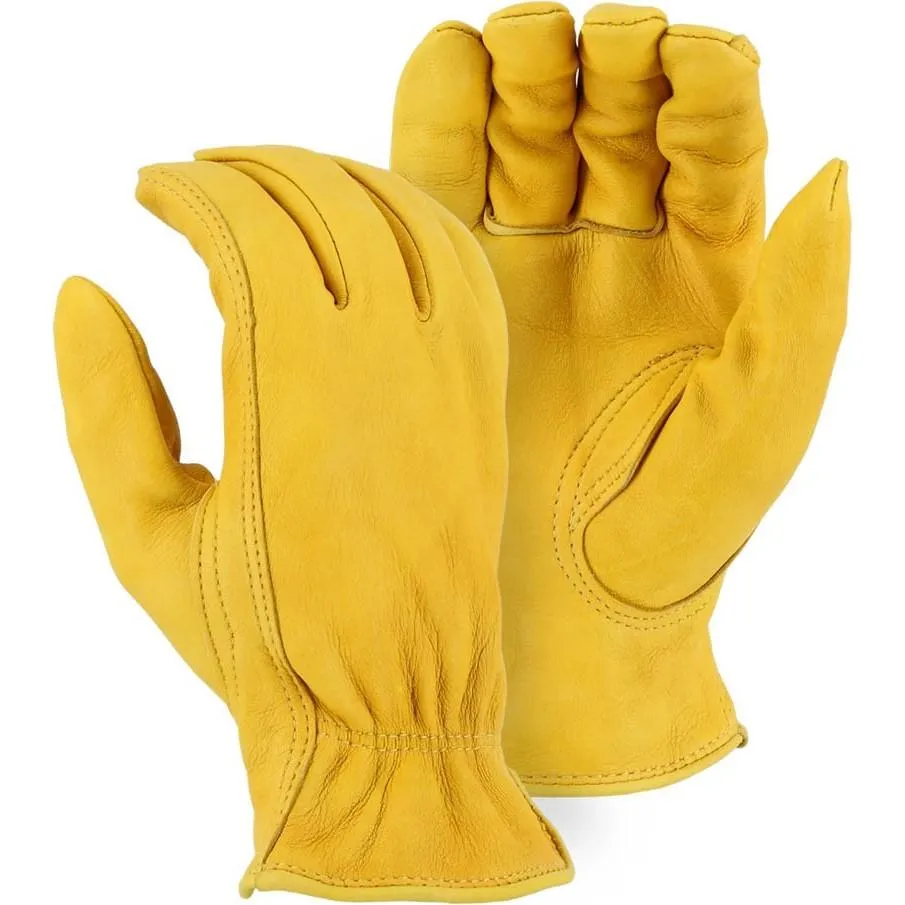 Leather Drivers Glove - B-Grade Deerskin. Keystone Thumb. Shirred Back. Majestic (PK 12 Pairs)