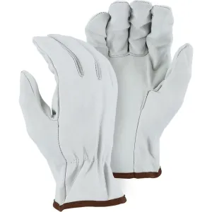 Leather Drivers Glove - B-Grade Goatskin. Straight Thumb. Shirred Back. Majestic (PK 12 Pairs)