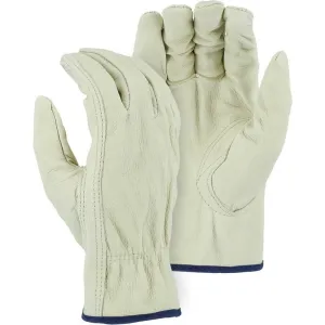 Leather Drivers Glove - B-Grade Pigskin. Keystone Thumb. Shirred Back. Majestic (PK 12 Pairs)