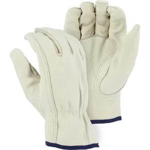 Leather Drivers Glove - BC-Grade Cowhide. Gunn Cut. Shirred Back. Keystone Thumb. Majestic (PK 12 Pairs)