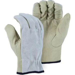 Leather Drivers Glove - Combination B-Grade Cowhide. Keystone Thumb. Majestic (PK 12 Pairs)