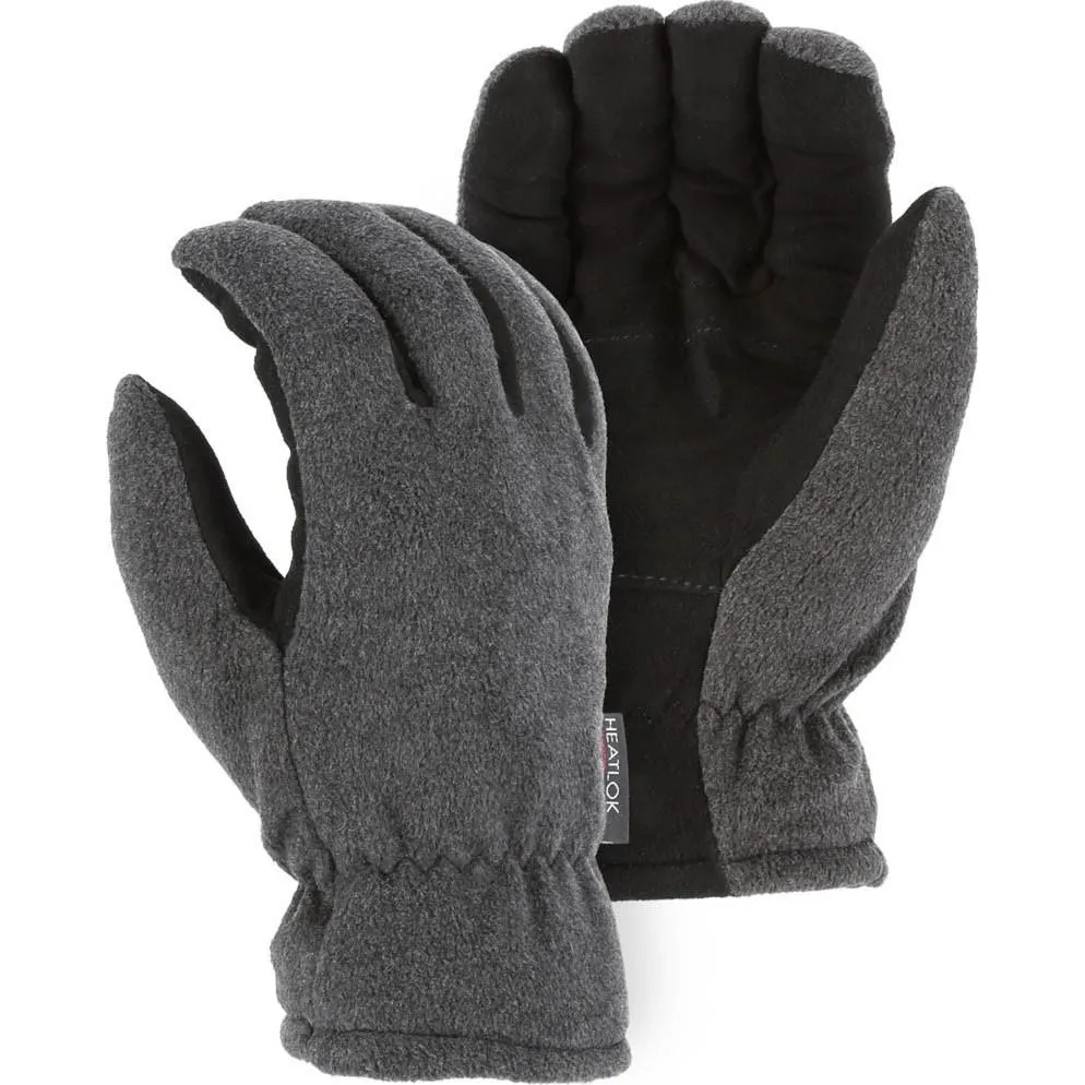 Leather Drivers Glove - Deerskin Palm. Fleece Back. Winter Lined. Wing Thumb. Shirred Back. Majestic (PK 12 Pairs)