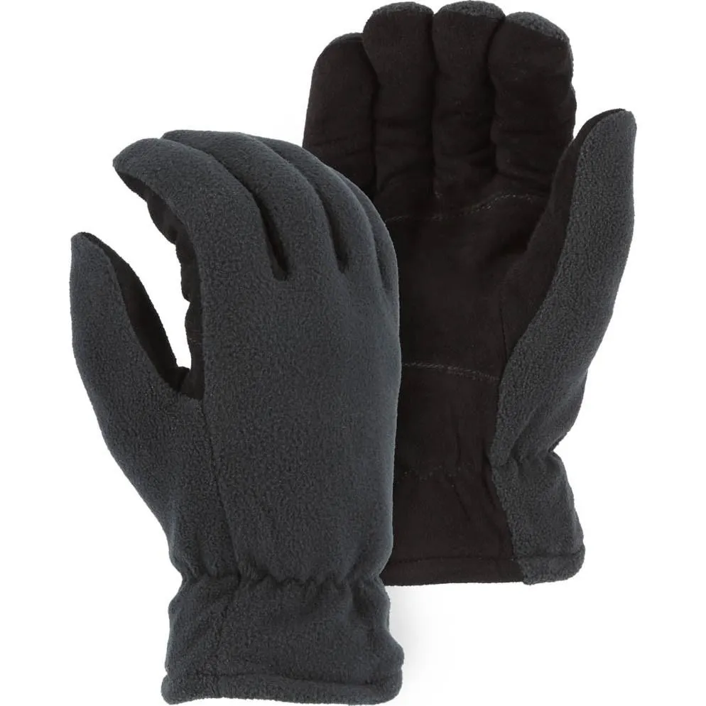 Leather Drivers Glove - Deerskin Palm. Fleece Back. Winter Lined. Wing Thumb. Shirred Back. Majestic (PK 12 Pairs)