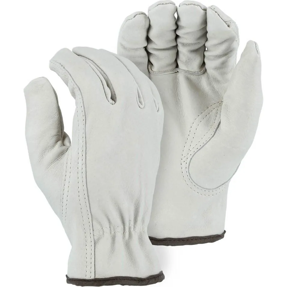 Leather Drivers Glove - Goatskin. Winter Lined. Keystone Thumb. Shirred Back. Majestic (PK 12 Pairs)
