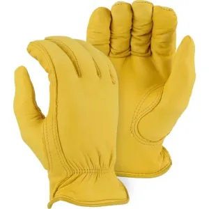 Leather Drivers Glove - Grain Deerskin. Winter Lined. Keystone Thumb. Shirred Back. Majestic (PK 12 Pairs)