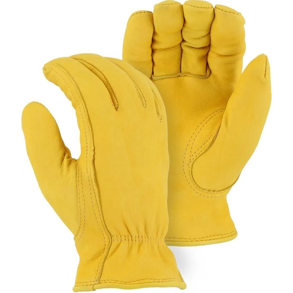 Leather Drivers Glove - Grain Deerskin. Winter Lined. Keystone Thumb. Shirred Back. Majestic (PK 12 Pairs)