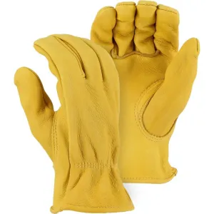 Leather Drivers Glove - Heavyweight A-Grade Elkskin. Keystone Thumb. Shirred Back. Majestic (PK 12 Pairs)