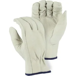 Leather Drivers Glove - Industrial-Grade Cowhide. Gunn Cut. Shirred Back. Keystone Thumb. Majestic (PK 12 Pairs)