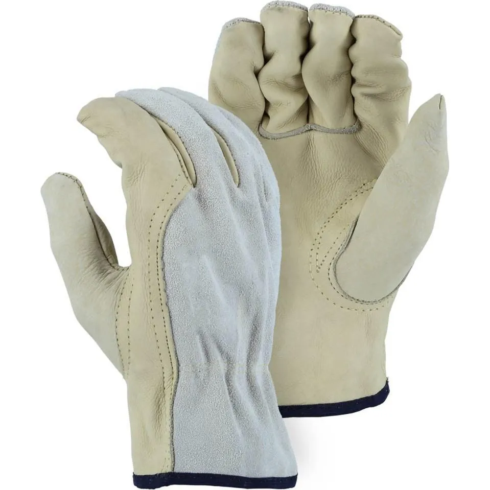 Leather Drivers Glove - Kevlar Sewn Combination B-Grade Cowhide. Keystone Thumb. Majestic (PK 12 Pairs)