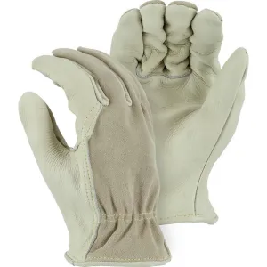 Leather Drivers Glove - Kevlar Sewn Combination B-Grade Cowhide. Wing Thumb. Majestic (PK 12 Pairs)