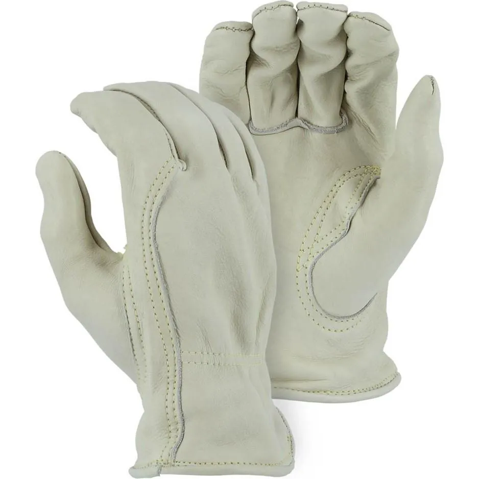 Leather Drivers Glove - Kevlar Sewn Extra Heavy B-Grade Cowhide. Gunn Cut. Keystone Thumb. Majestic (PK 12 Pairs)