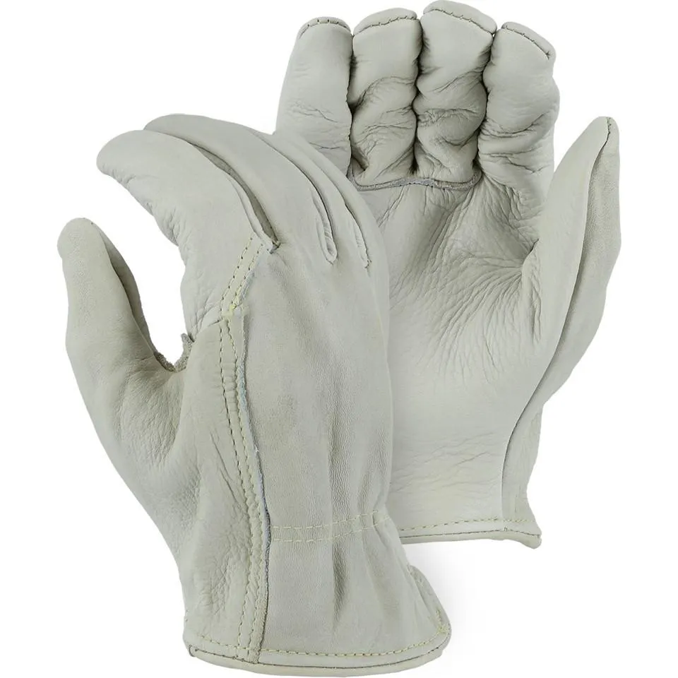 Leather Drivers Glove - Kevlar Sewn Premium A-Grade Cowhide. Gunn Cut. Wing Thumb. Majestic (PK 12 Pairs)
