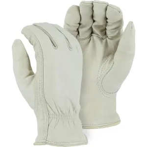 Leather Drivers Glove - Top Grain Cowhide. Winter Lined. Keystone Thumb. Shirred Back. Majestic (PK 12 Pairs)