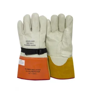 Leather Glove Protectors for Rubber Voltage Gloves - 12 Inch. Cinch Strap - National Safety Apparel