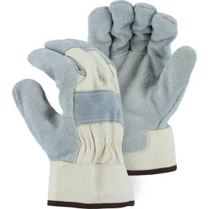 Leather Palm Glove - Kevlar Sewn Heavy Duty Side Split Cowhide. Wing Thumb. Safety Cuff. Majestic (PK 12 Pairs)