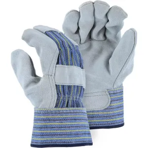 Leather Palm Glove - Premium Side Split Cowhide. Wing Thumb. Safety Cuff. Majestic (PK 12 Pairs)