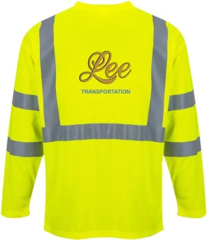 Lee Transportation Logo - Hi-Vis Long Sleeve Pocket T-Shirt - Portwest