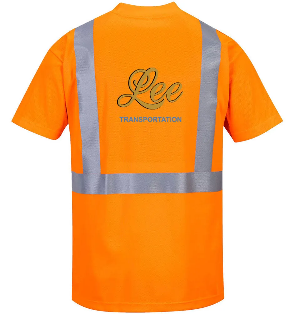 Lee Transportation Logo - Hi-Vis Short Sleeve Pocket T-Shirt - Portwest