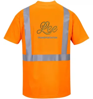Lee Transportation Logo - Hi-Vis Short Sleeve Pocket T-Shirt - Portwest