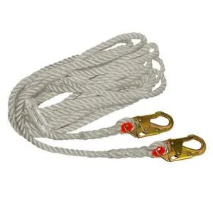 Lifelines - 25. 50. or 100 ft.. 5/8 in. Nylon Rope with Steel Snap Hooks - Construction Plus