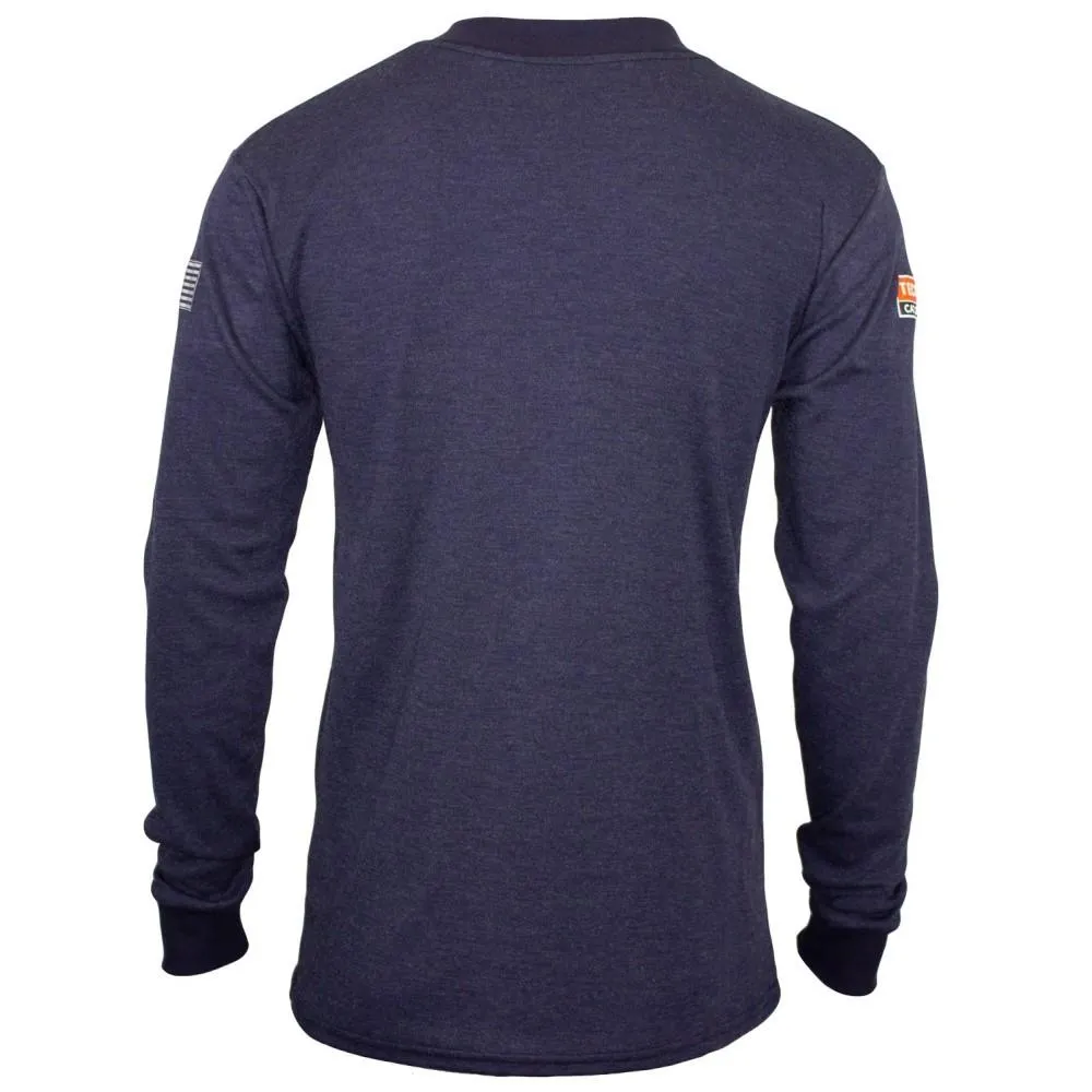 Long Sleeve Henley - Flash Fire (FR) and Arc Flash Resistant. Rib Knit Cuffs. Lightweight. Performance Fabric
