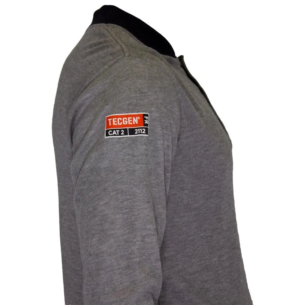 Long Sleeve Henley - Flash Fire (FR) and Arc Flash Resistant. Rib Knit Cuffs. Lightweight. Performance Fabric